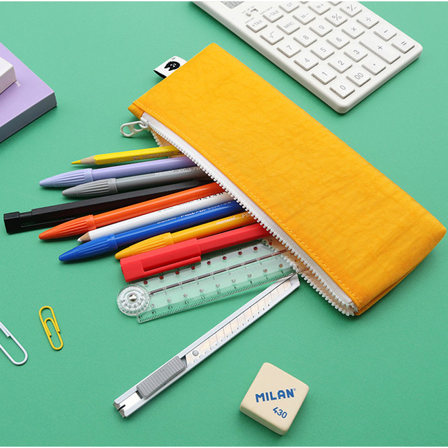 Indigo Mungunyang flat zipper pencil case