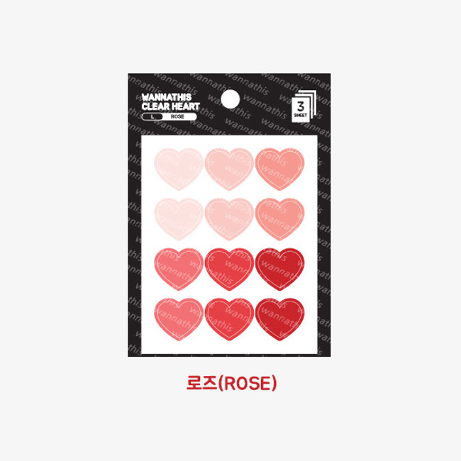 Rose - Heart large clear sticker set of 3 sheets