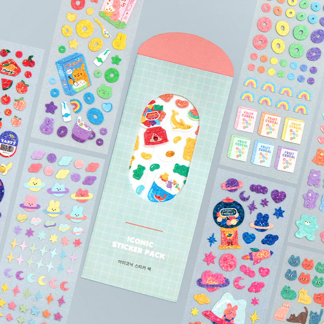 ICONIC Sunny glitter removable sticker seal pack