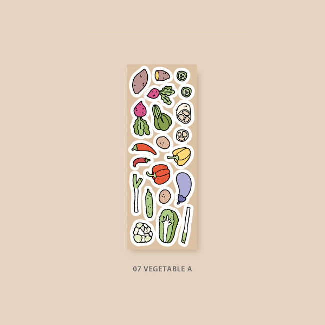 07 Vegetable A - Jam studio Jam Shop Fresh Paper Sticker Pack 07-12