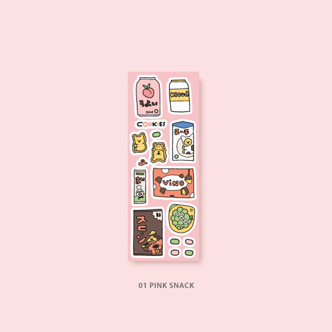 01 Pink snack - Jam studio Jam Shop Snack Paper Sticker Pack 01-06