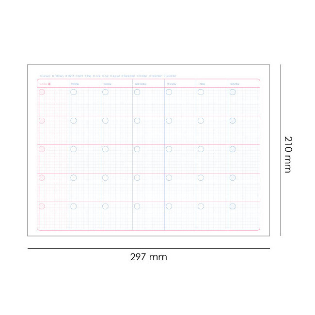 Size - Jam studio A4 Monthly Dateless Desk Planner Paper Refills