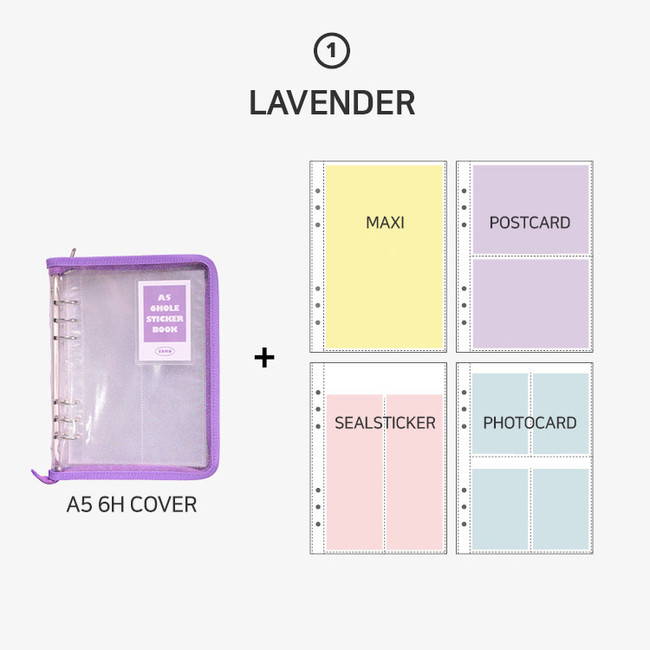 01 Lavender - Second Mansion A5 6 Holes Sticker Storage Book with Refills