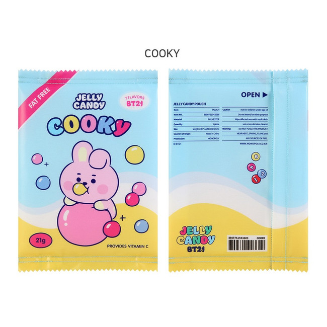 COOKY - BT21 Jelly Candy Baby Snack Package Large Zipper Pouch
