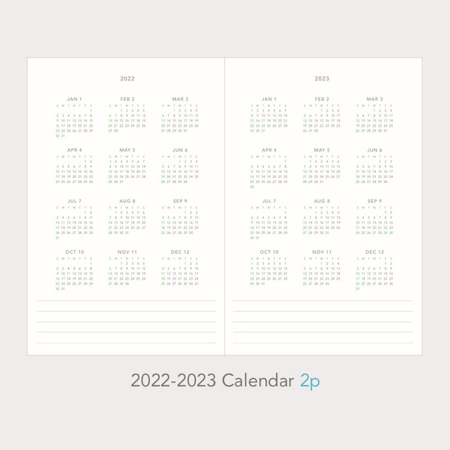 Calendar - Paperian 2022 A'round the Day B6 dated weekly diary planner