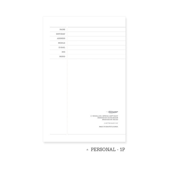 Personal data - Indigo 2022 Official Soft Dated Monthly Diary Planner