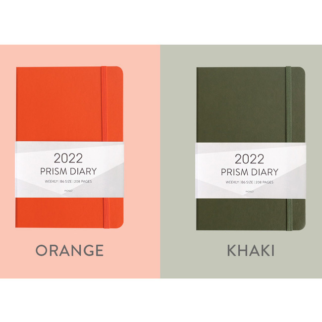 Orange, khaki - Indigo 2022 Prism B6 Dated Weekly Diary Planner
