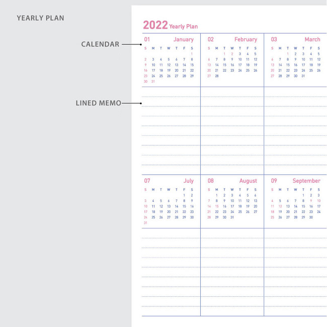 Yearly plan - Jam Studio 2022 Olive Dated Weekly diary Planner