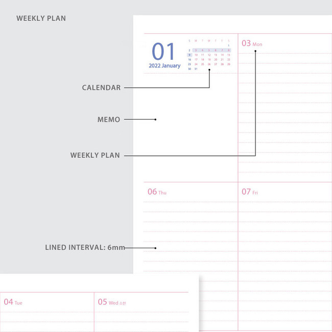 Weekly plan - Jam Studio 2022 One Fine Day Dated Weekly Diary Planner