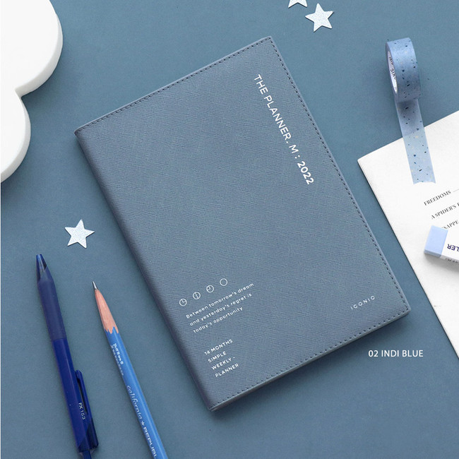 02 Indi Blue - ICONIC 2022 Simple Medium Dated Weekly Diary Planner
