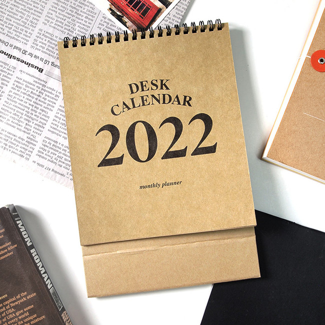 2young 2022 Kraft Monthly Desk Standing Calendar