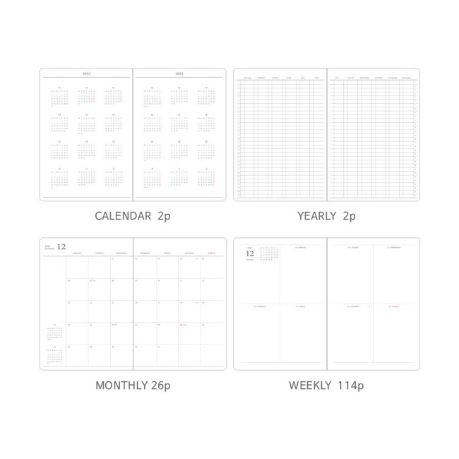 Planner pages - O-check 2022 Mon Journal A5 Dated Weekly Agenda Planner