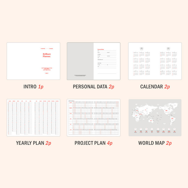 Planner pages - ICONIC 2022 Brilliant Dated Weekly Diary Planner