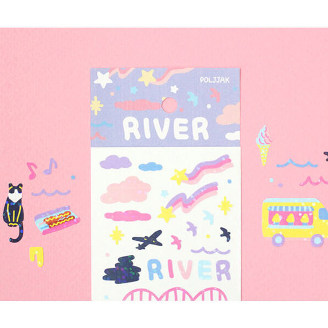 Appree River Scene Glitter Removable Sticker