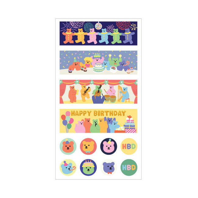 Dailylike Jelly Bear Happy Birthday Paper Sticker Set