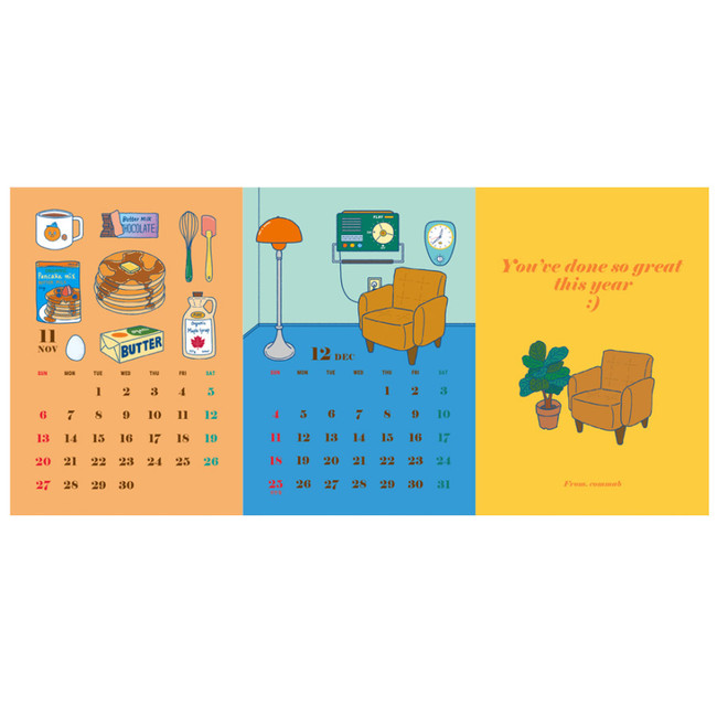 Calendar pages - Design Comma-B 2022 Retro Dated Monthly Desk Calendar