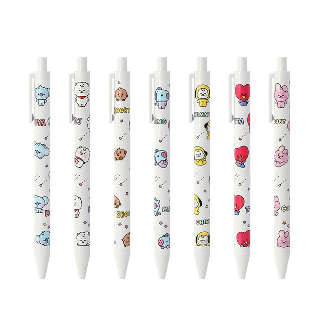 BT21 Baby Pattern 0.38mm Black Gel Pen Set of 7