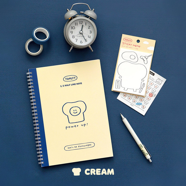 Cream - Indigo Toasty Wirebound Half Divided Lined Notebook