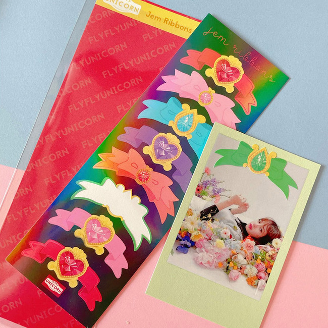 FlyFlyUnicorn Prism Jem Ribbons Paper Sticker 