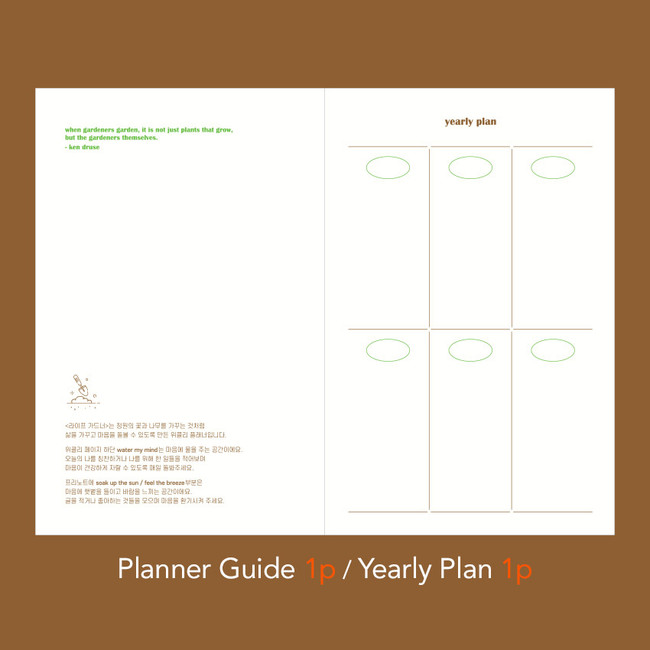 Planner guide / Yearly plan - Paperian Life Gardener 6 months Dateless Weekly Diary