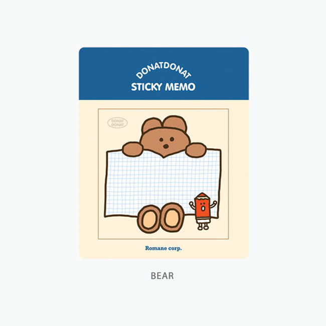 Bear - ROMANE Donat Donat Friends Grid Sticky Notepads