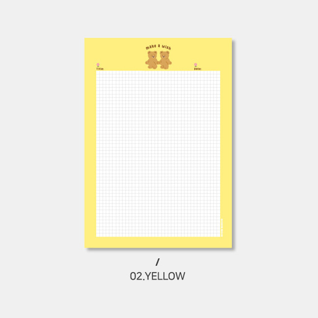 Yellow - Second Mansion Camel Bear B5 Grid Writing Notepad