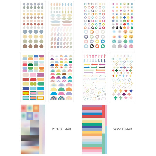 ICONIC Color Shape Paper Clear Sticker Pack