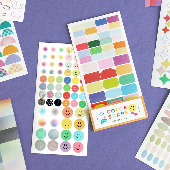ICONIC Color Shape Paper Clear Sticker Pack - Fallindesign