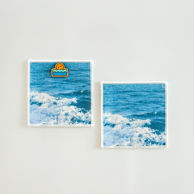 Usage example - Meri Film Refreshing Ocean Waves Fabric Drink Coaster