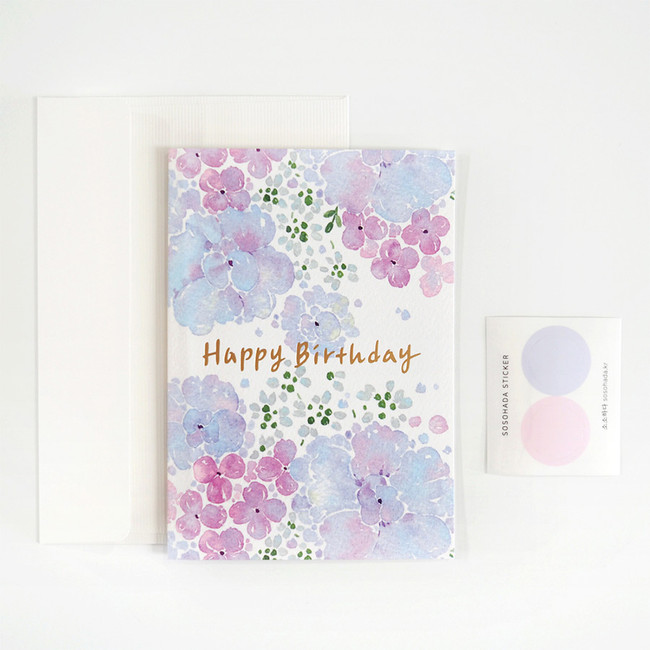Sosohada Flowers Happy Birthday Card with Envelope