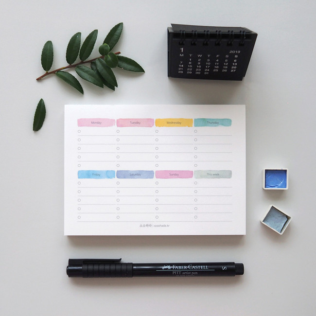 Pastel color weekly checklist notepad