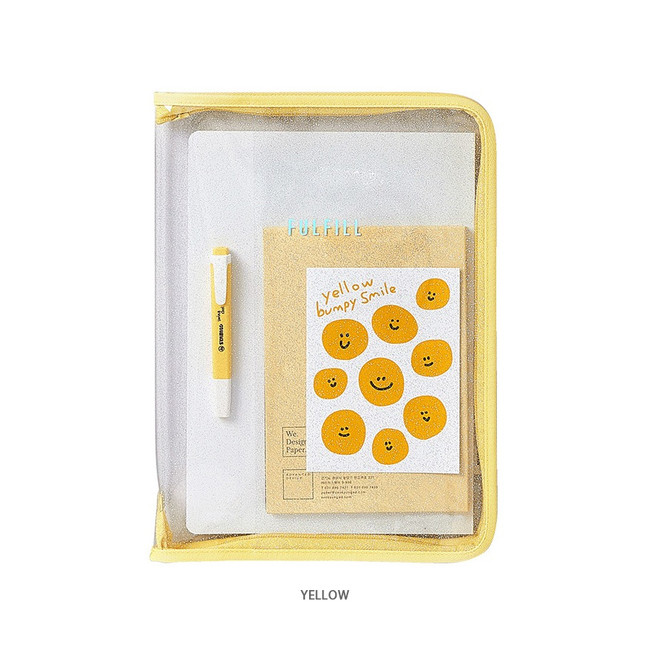 Yellow - Table Talk Glitter Clear Zipper File Bag