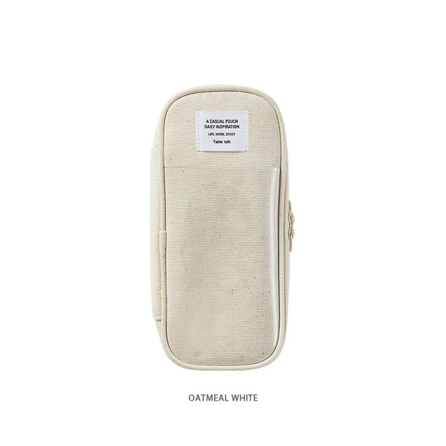 Oatmeal white - Table Talk Archive Double Zippers Pencil Case