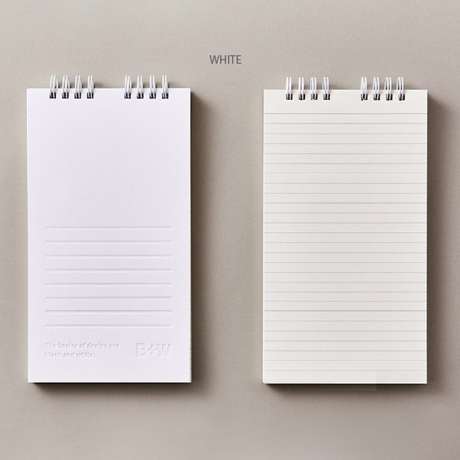 White - Ardium B+W Wirebound Long Lined Notepad