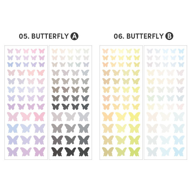 Butterfly - Colorful Silhouette Paper Sticker Pack of 16 sheets