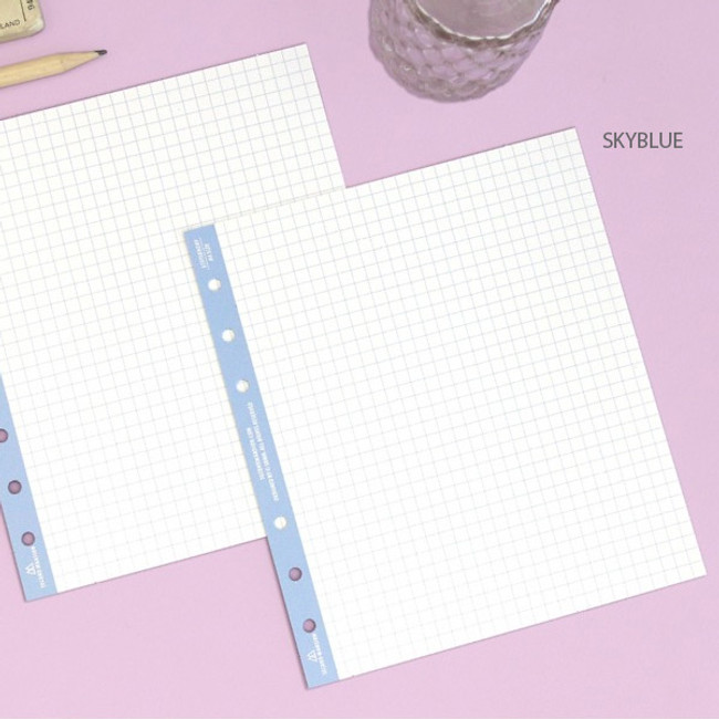 Sky Blue - Second Mansion Grid 6-ring A6 notebook Paper Refills