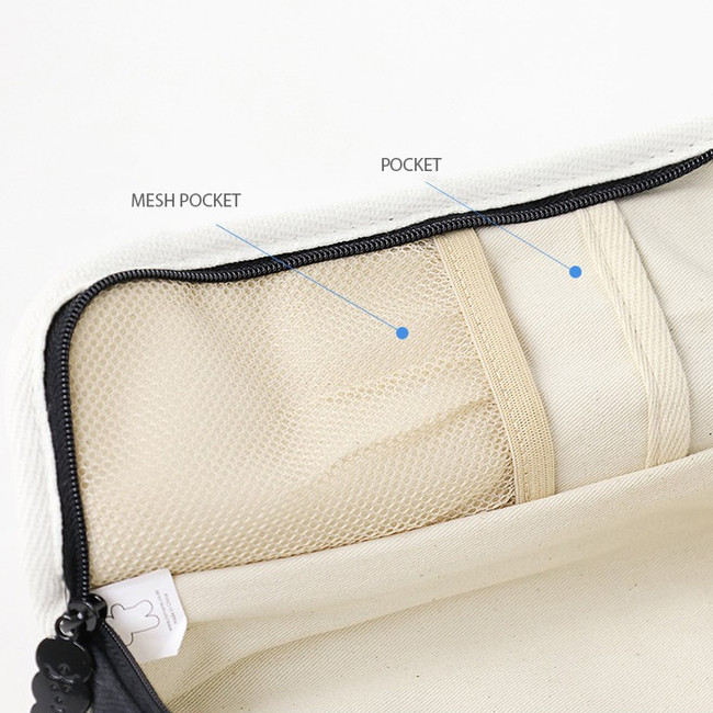 Inner pocket - ROMANE Brunch Brother Cotton Zipper Pencil Case