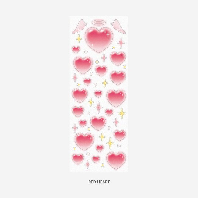 Red Heart - Real Love Heart and Clover Slim Sticker