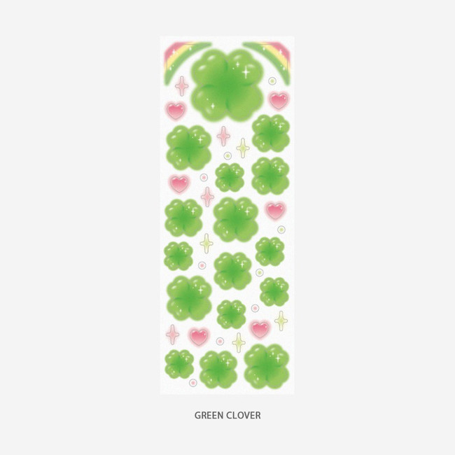 Green clover - Real Love Heart and Clover Slim Sticker