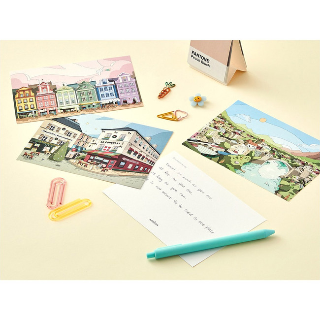 Usage example - Ardium Go Travel Emotional Illustration Postcard Set