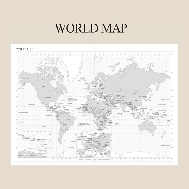 World map - Indigo 2023 Official A5 Dated Weekly Planner Scheduler
