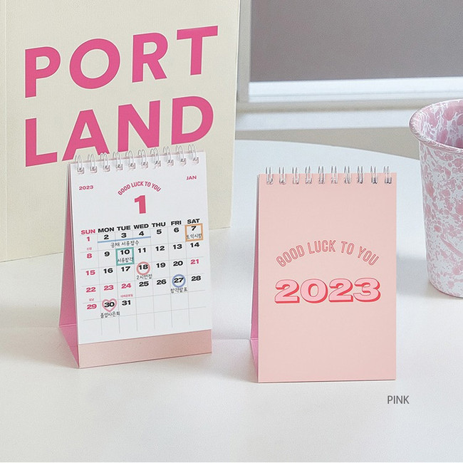 Pink - Antenna Shop 2023 Daily Habit Mini Monthly Desk Calendar