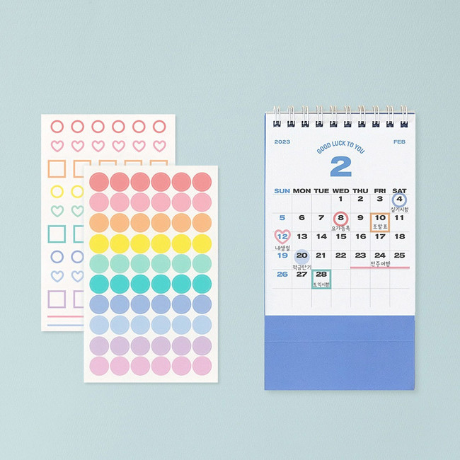 Comes with stickers - Antenna Shop 2023 Daily Habit Mini Monthly Desk Calendar