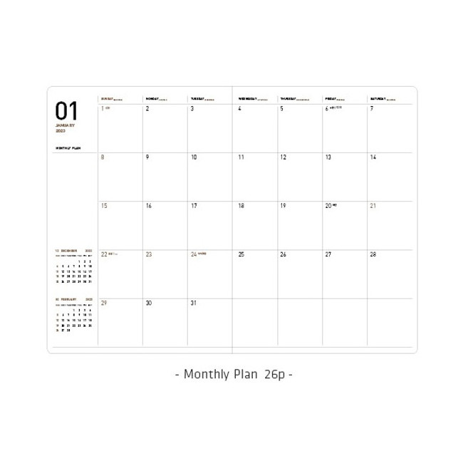 Monthly plan - Ardium 2023 Simple Medium Dated Weekly Diary Planner