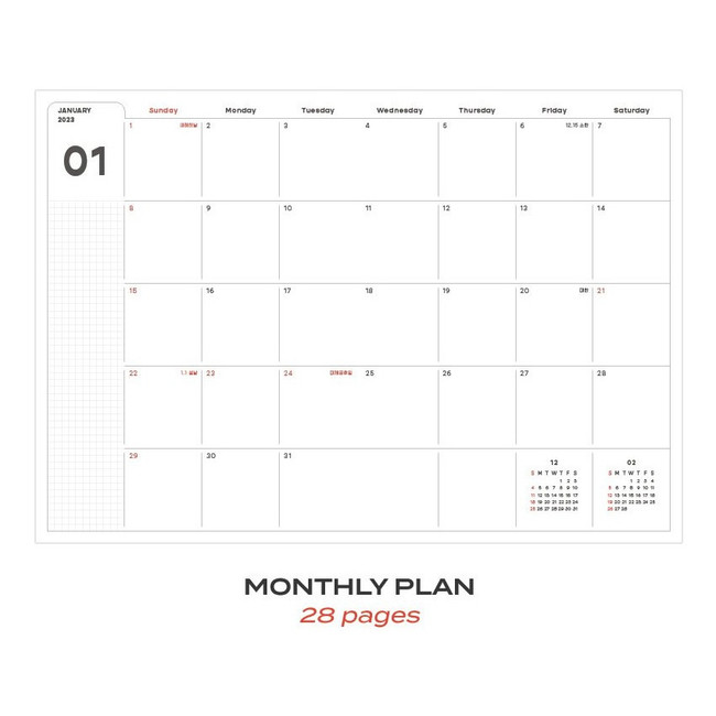 Monthly plan - 2023 Simple A5 Large Dated Monthly Planner