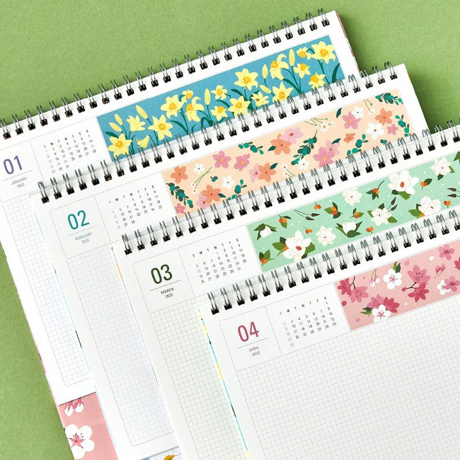 2023 Flowery Standing Flip Monthly Desk Calendar