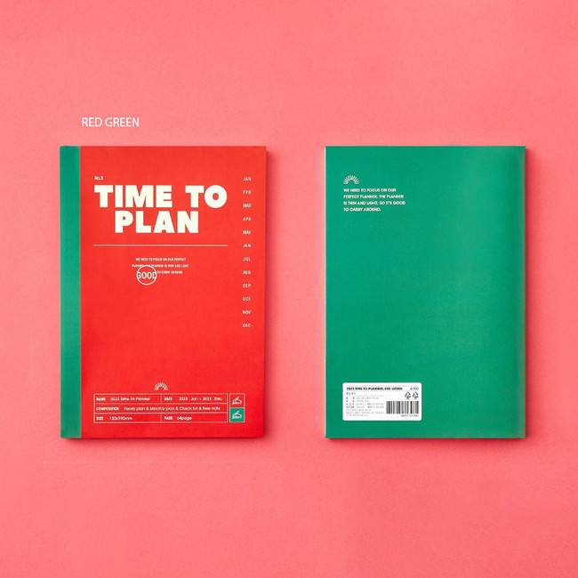 Red green - 2023 Time To Plan Dated Monthly Planner Scheduler