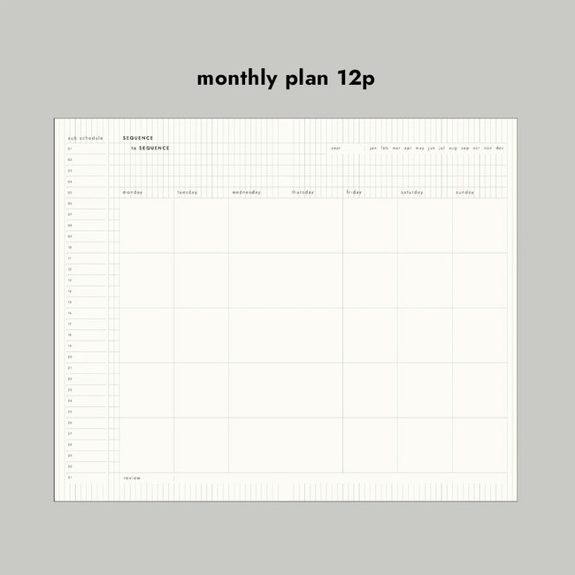 Monthly plan - Sequence to Sequence 6 months Dateless Weekly Diary