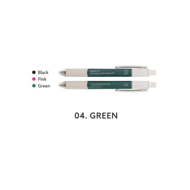 Green - Smooth Apricity 3 Colors in 1 Ballpoint Pen 0.38mm