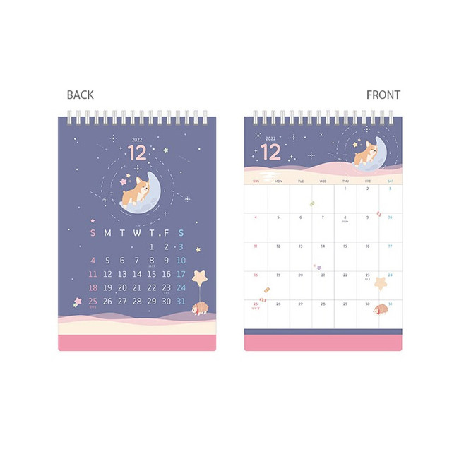 Calendar pages - PLEPLE 2023 Chou Chou Monthly Standing Desk Calendar